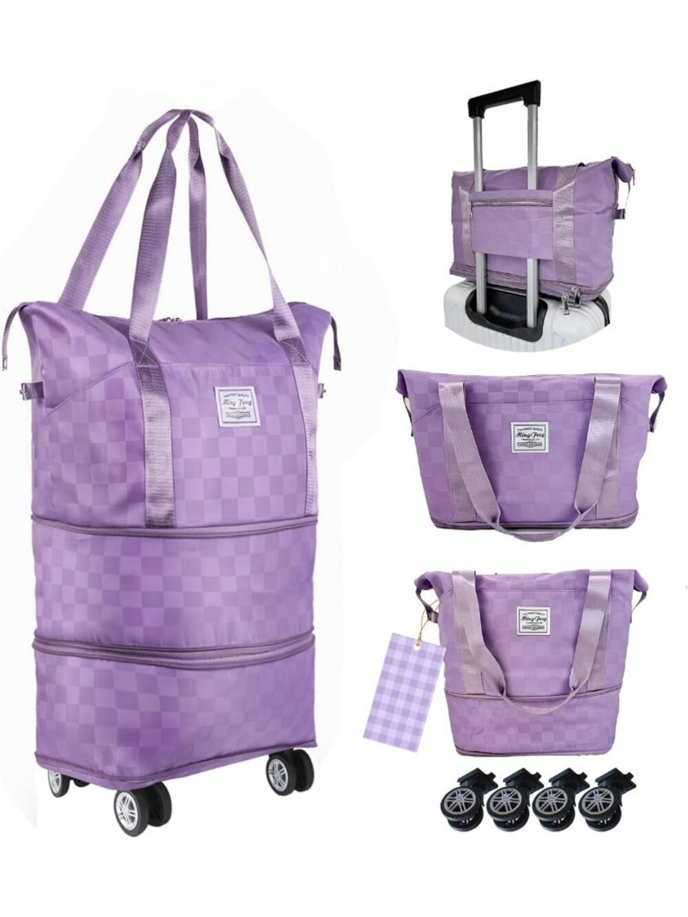 Expandable Rolling Duffel Bag - Large Carry-On with Wheels for Travel & Camping